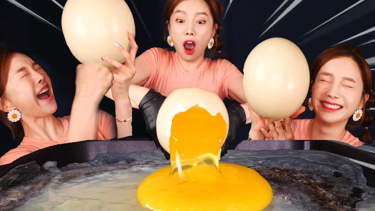 RUS SUB)расти страус яйцо🥚Big Ostrich Egg ASMR Mukbang realsound eatingsound eatingshow Ssoyoung