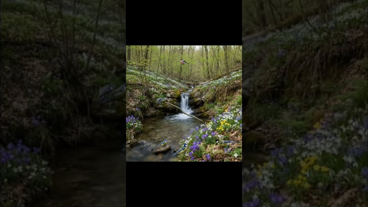 Relaxig Forest Ambience - Spring Flowers the babbling of the brook & birdsong #fyp #foryou #nature