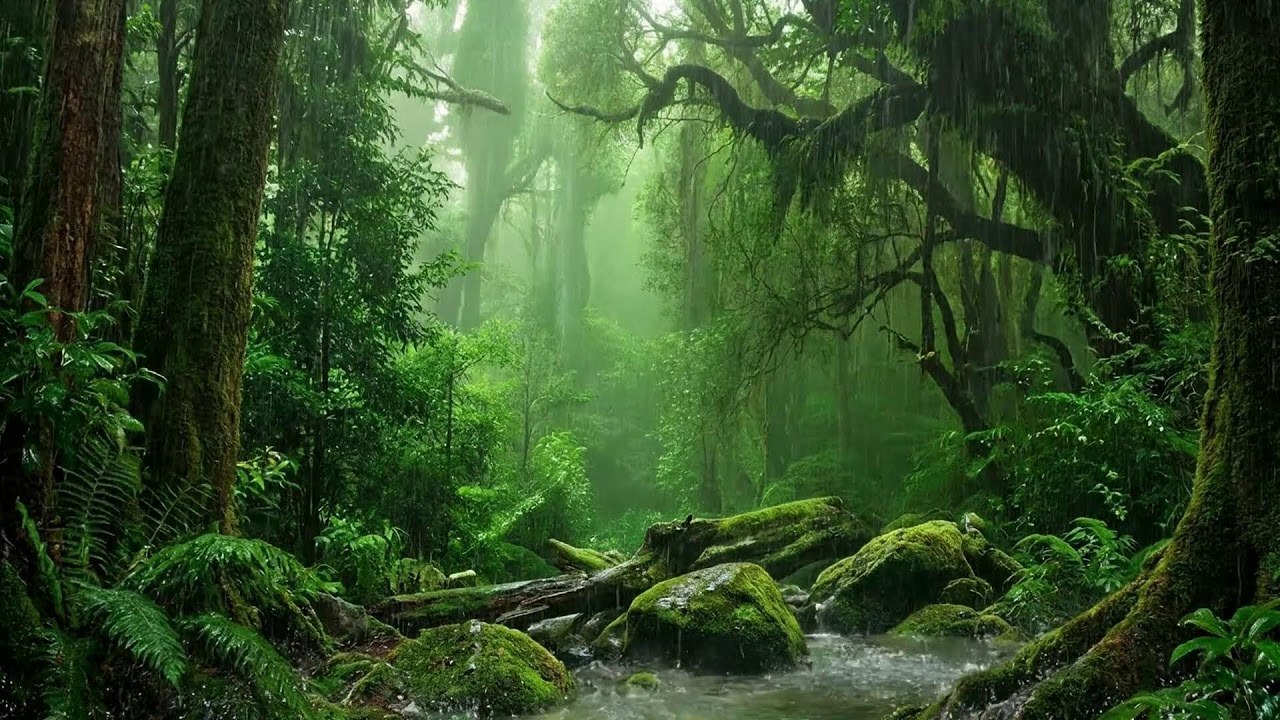 Relaxing Rain In Tropical Forest With Piano To Calm Anxiety And Support Deep Relaxation