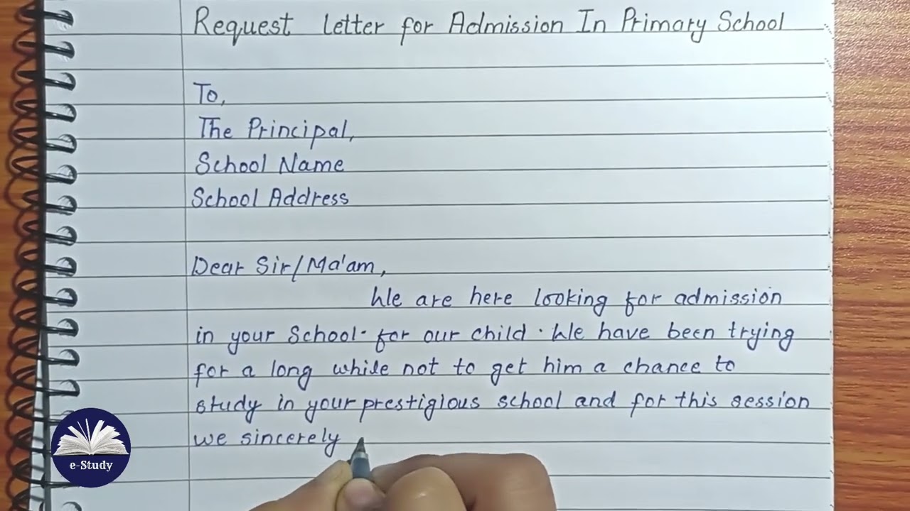 Requesting Letter for Admission in Primary School | How to write an Application for Admission