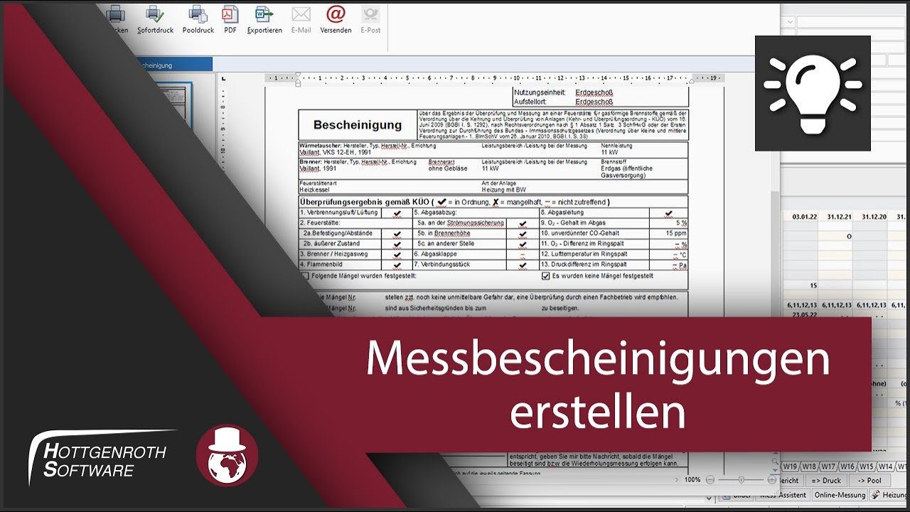 Messbescheinigungen erstellen - KAMIN Futura