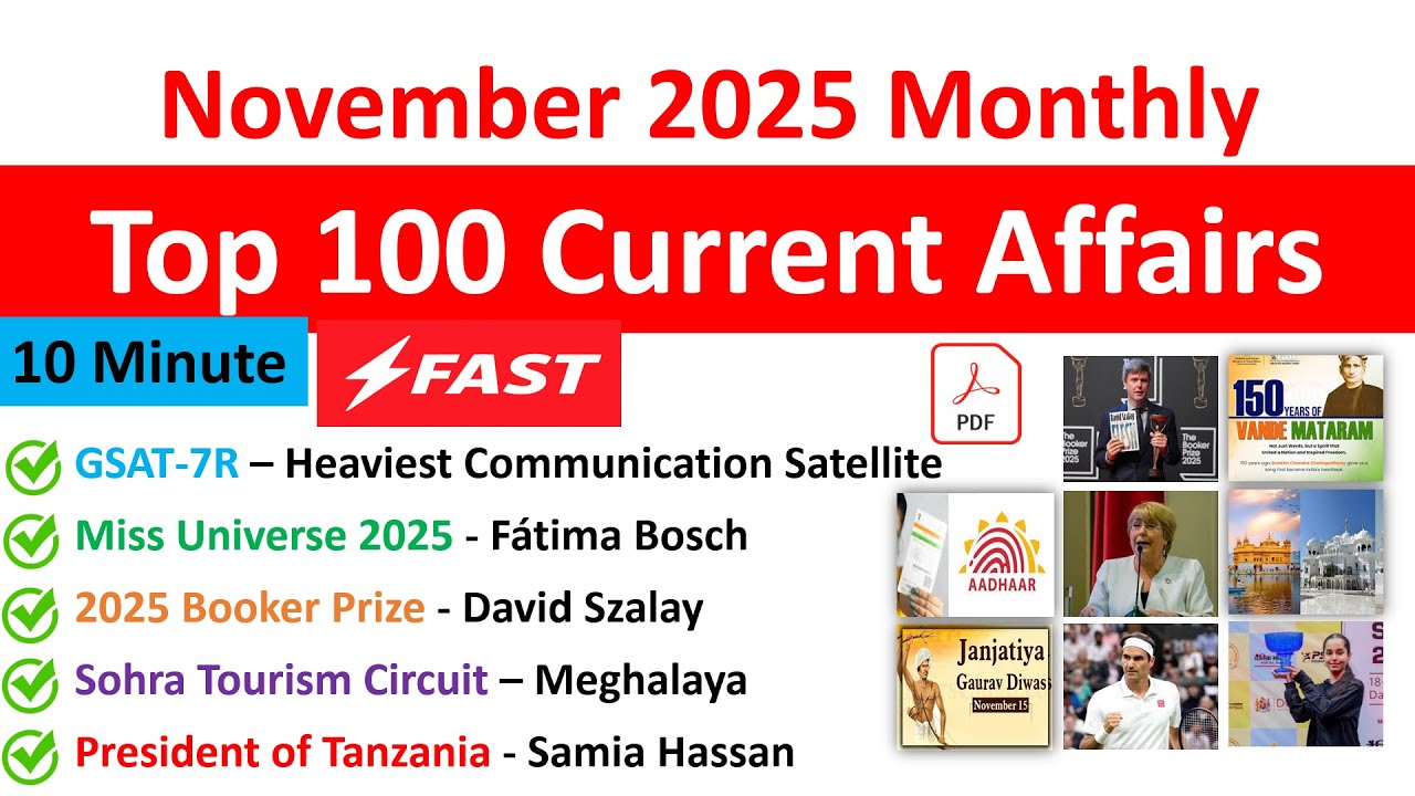 November 2025 Current Affairs | Monthly Current Affairs 2025 | Current Affairs 2025 #currentaffairs