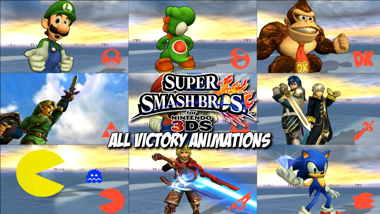 Super Smash Bros. for Nintendo 3DS - All Character Victory Animations