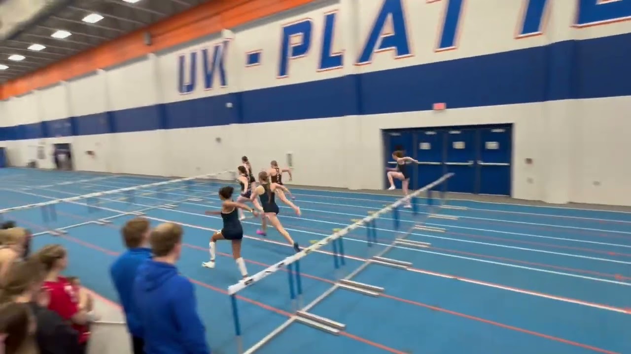 2026 UWEC indoor conference women’s hurdles Dick, Idris, Norton