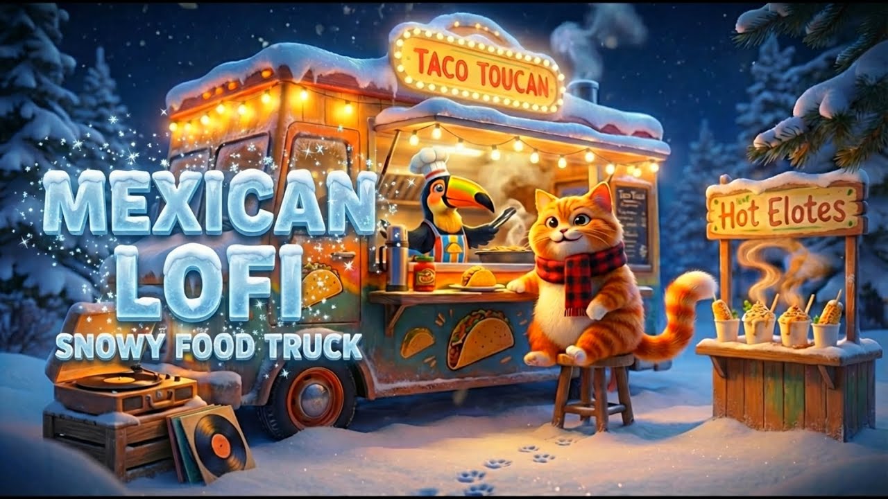Mexican Lofi Taco Truck 🌮❄️ Snowy Night Beats for Study & Sleep | Cozy Winter Live Radio