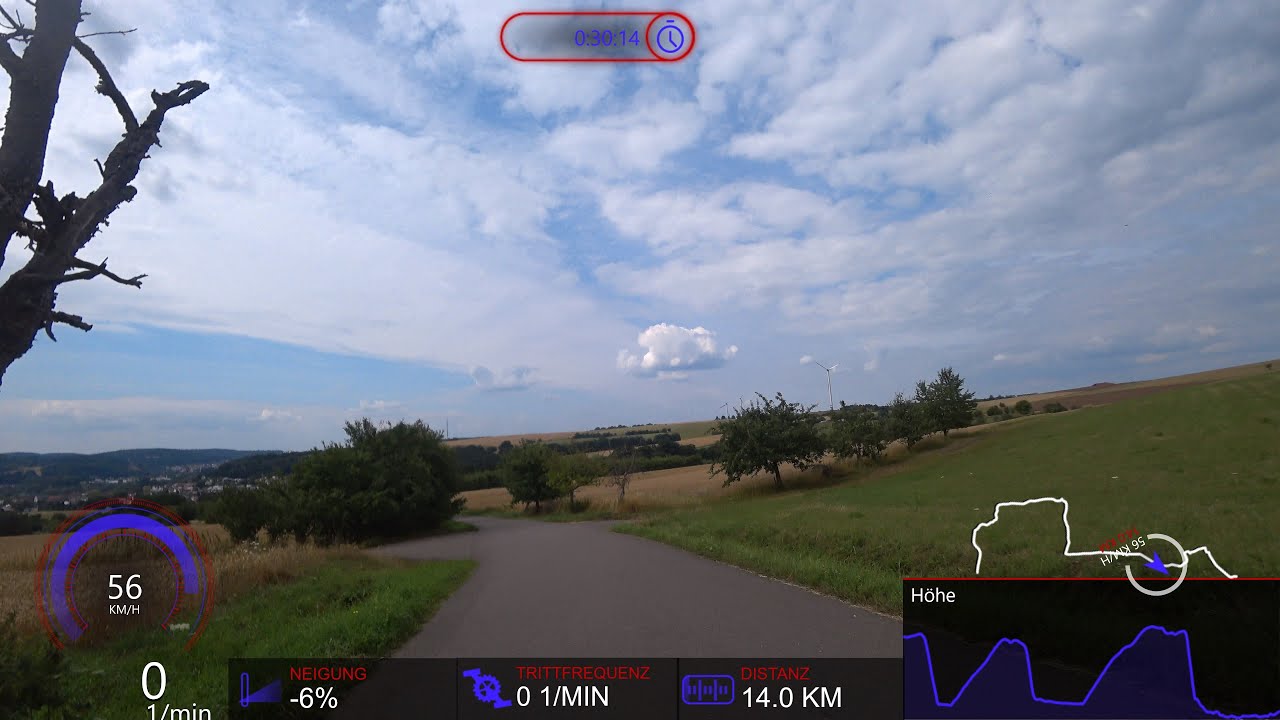 40 minute uncut Indoor Cycling Workout Tour de Pfalz 2020 with Cadence & Speed Ultra HD