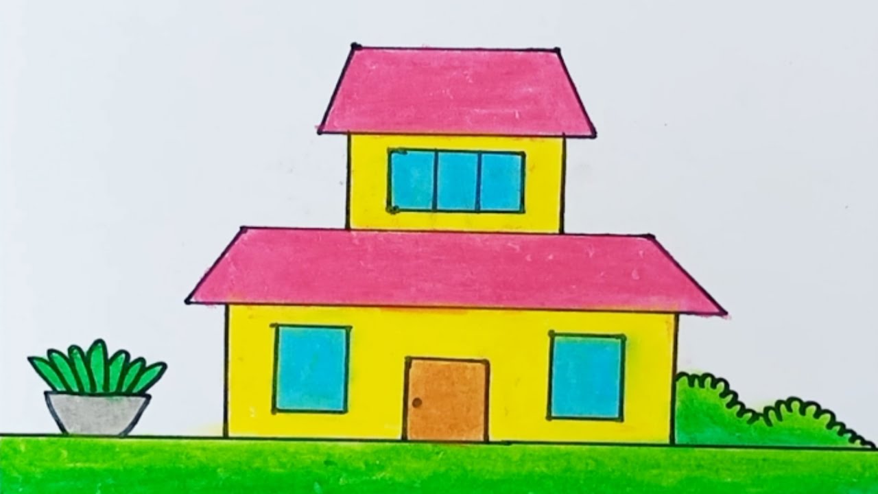 How to draw a house easy with crayons |Drawing easy house for beginners
