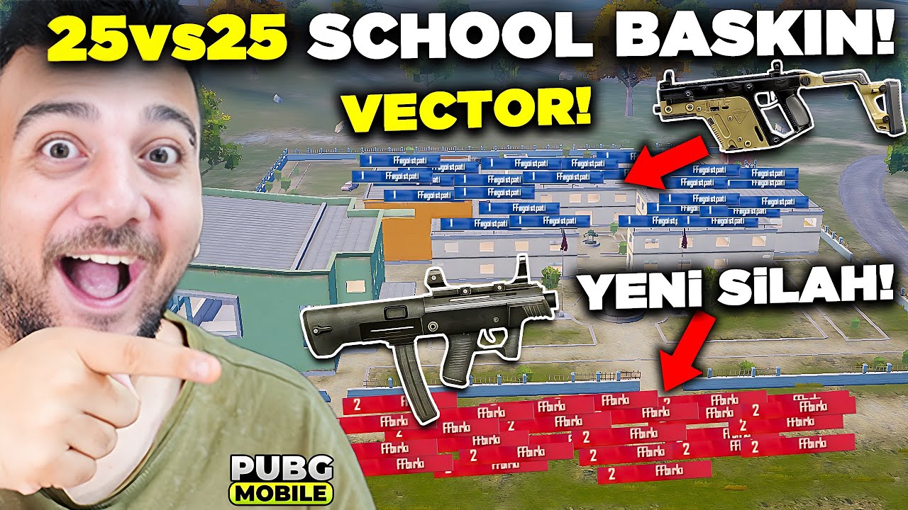 25 VECTOR vs 25 YENİ SİLAH?? SCHOOL'da B&Uuml;Y&Uuml;K SAVAŞ! PUBG Mobile 25 vs 25 Ordu Savaşları