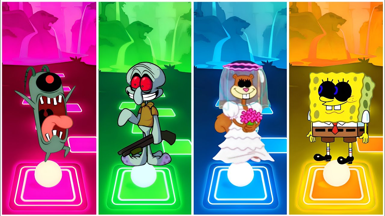 PLANKTON EXE VS SQUIDWARD EXE VS SANDY EXE VS SPONGEBOB EXE | TILES HOP