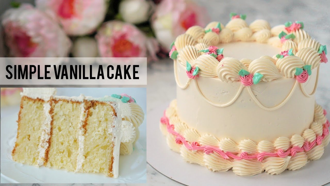 Simple Vanilla Cake with Elegant Retro Design
