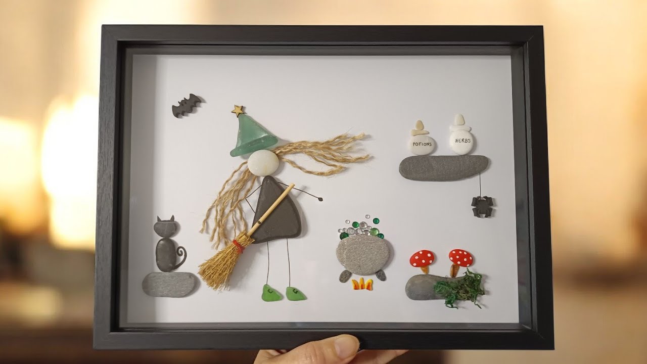 Hubble Bubble Witch Themed Pebble Art