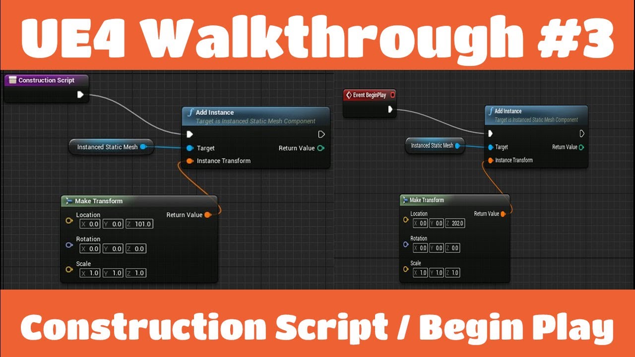 What is the different of Construction Script and Event Begin Play Unreal Engine 4