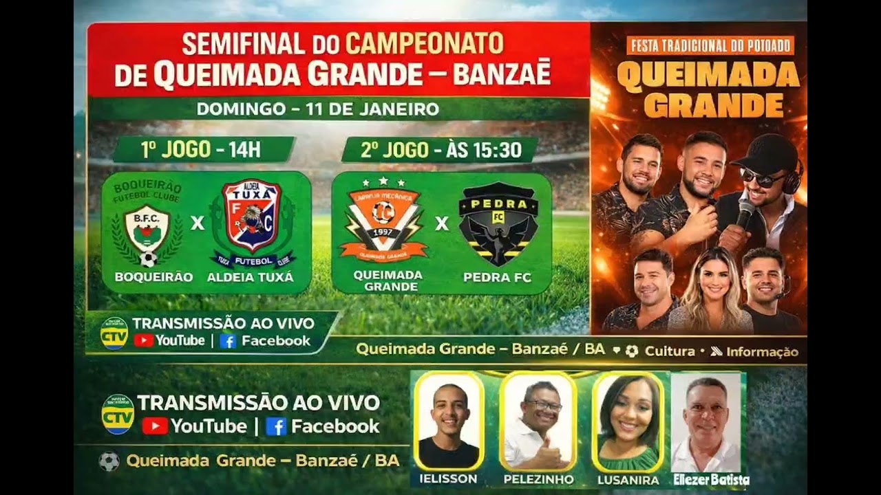 **DOMINGO (11/01/2025), DE DECISÃO SEMIFINAL DO CAMPEONATODE QUEIMADA GRANDE – BANZAÊ**