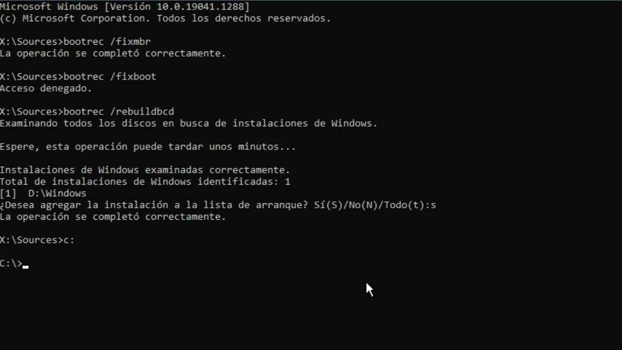 Reparar MBR, BCDBoot, Legacy BIOS