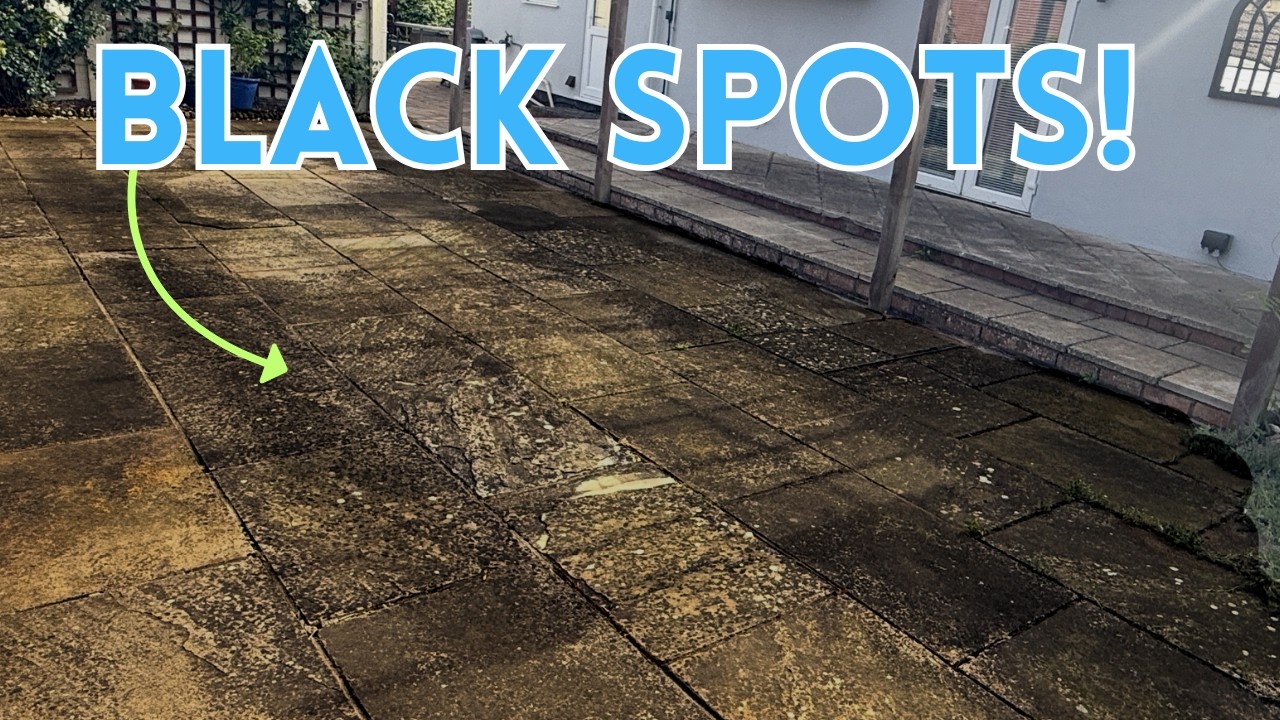 This Indian Sandstone Patio Was RUINED by Black Spots! | Satisfying Patio Cleaning Transformation