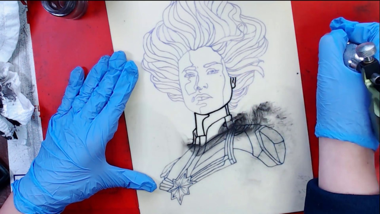 Brie Larson as Captain Marvel - New Style Testing Tattoo on Fake Skin