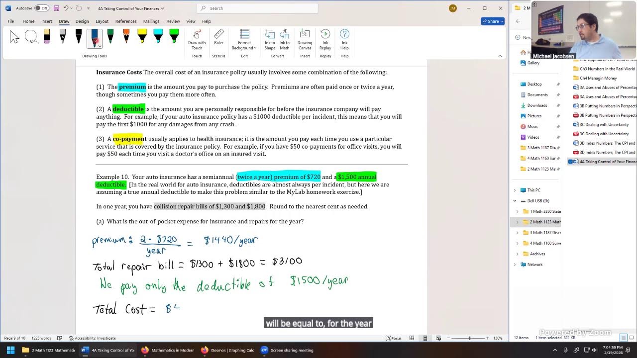 Math 1123 - 19 February 2026 - Unit 4A