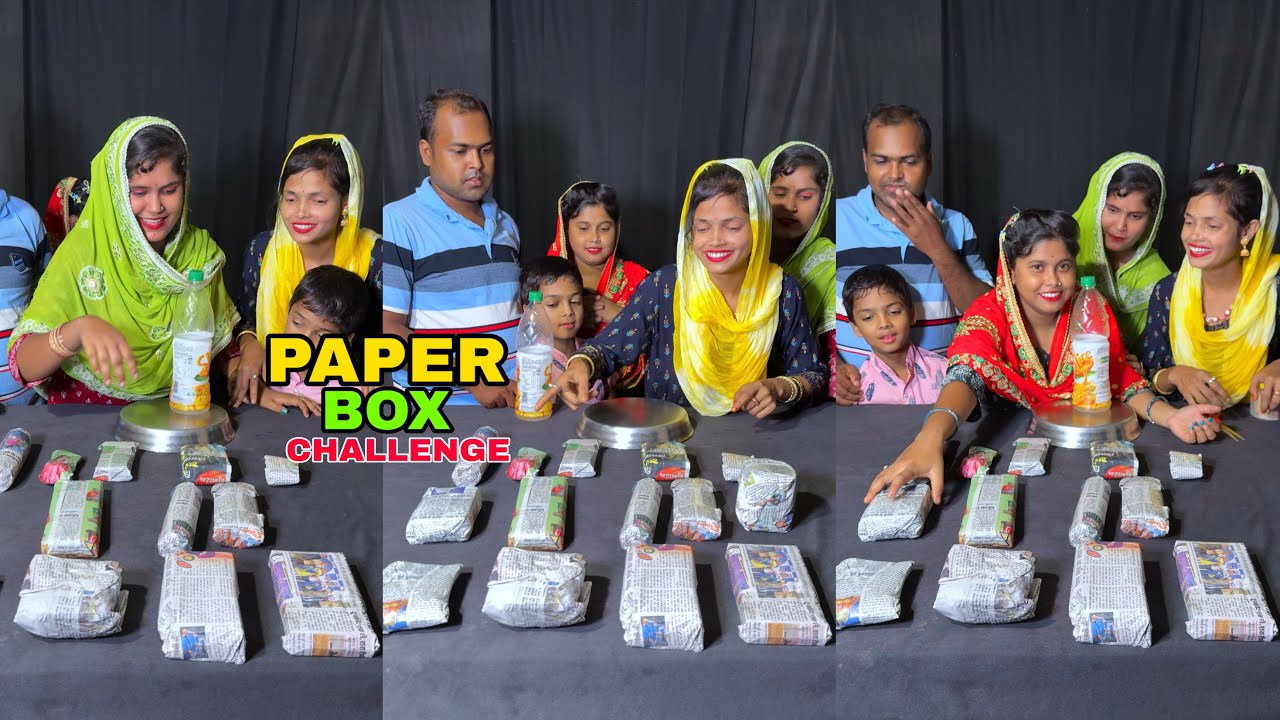 Surprise Paper Box Challenge With Family #challenge #paper #funny 