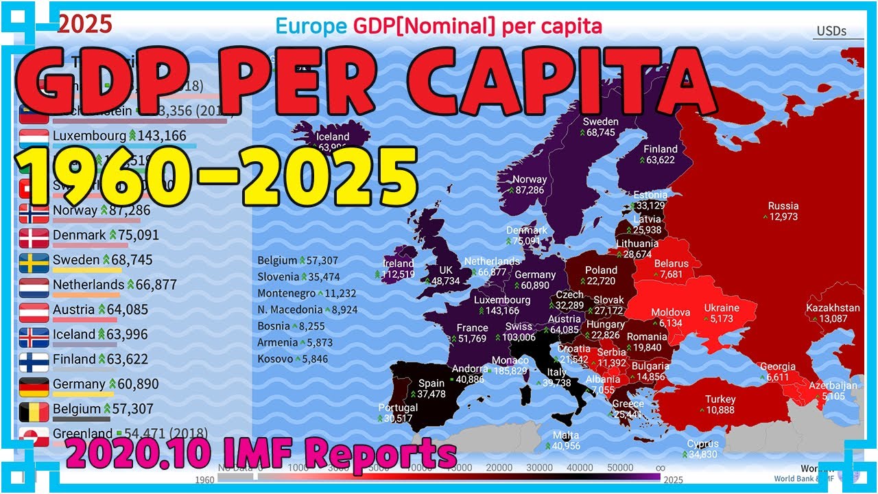 Europe GDP[Nominal] per capita History by Map (1960~2025)
