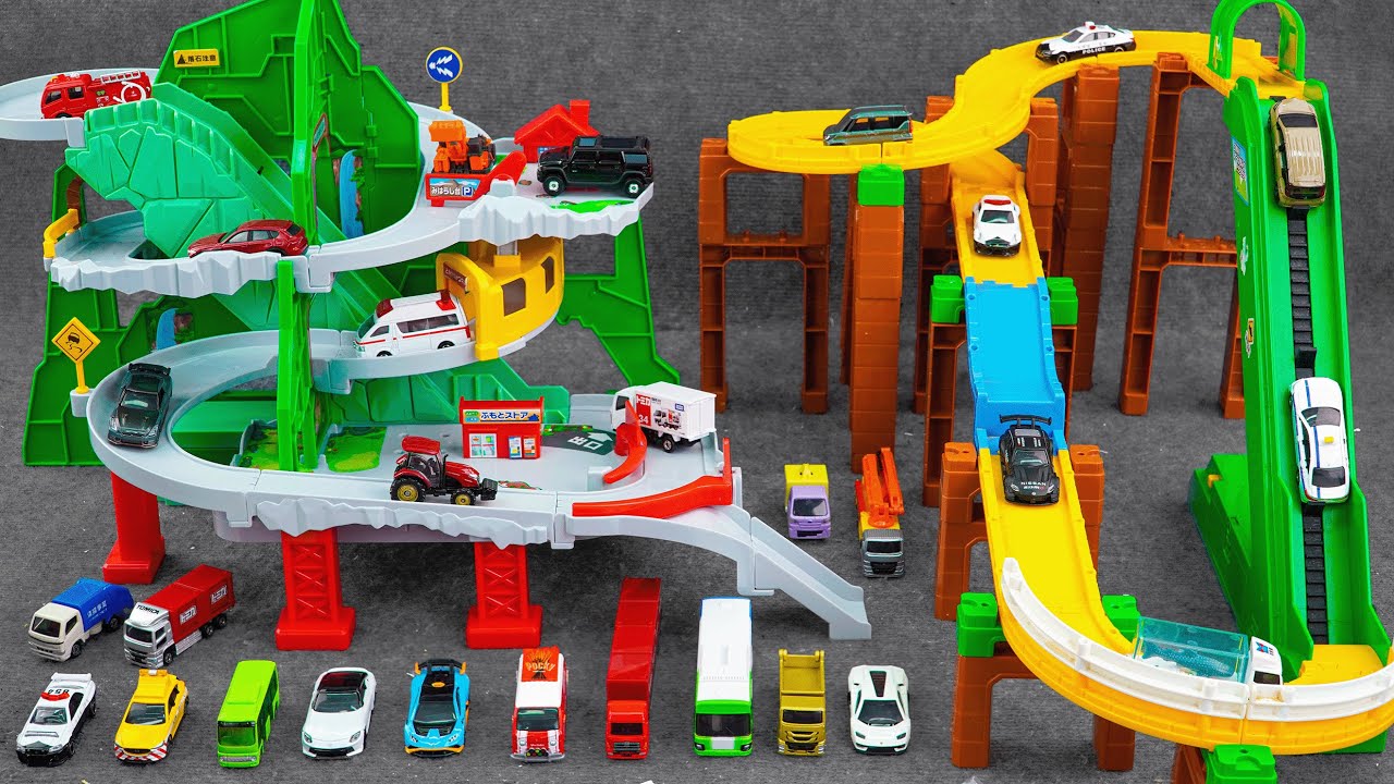 🚕Toy asmr🚕トミカ ダブルラインスパイラルコースTomica Double Line Spiral Course Playset Satisfying with Unboxing ASMR