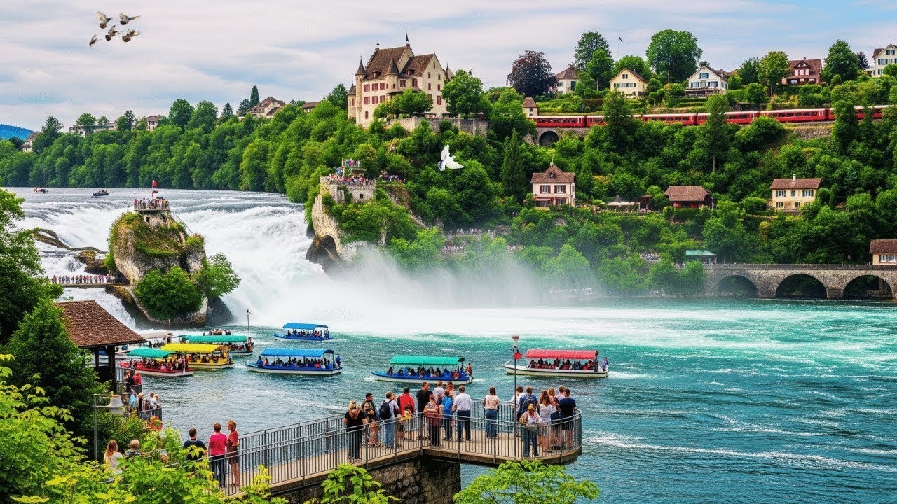 rheinfall Schaffhausen🇨🇭most beautiful waterfall in the world 🥰summer 2025 Swiss🌊extreme water