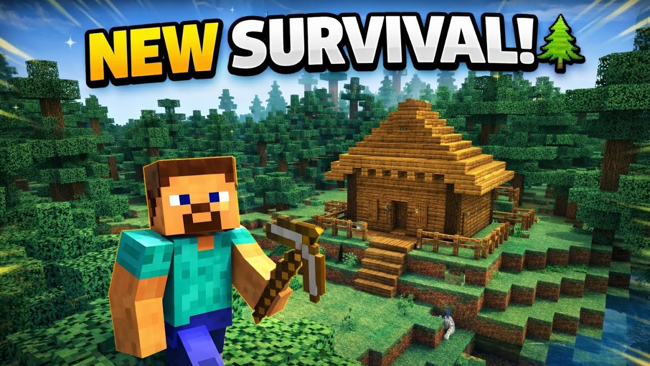 New Beginning in Taiga Forest 🌲 | Building My Starter House | Minecraft