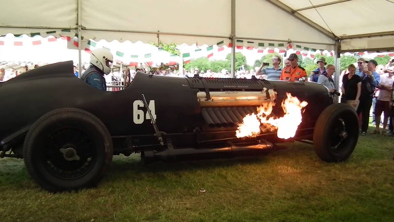 42L V12 1500bhp Packard Powered Bentley Shooting Flames at Cholmondeley Pageant of Power 2014