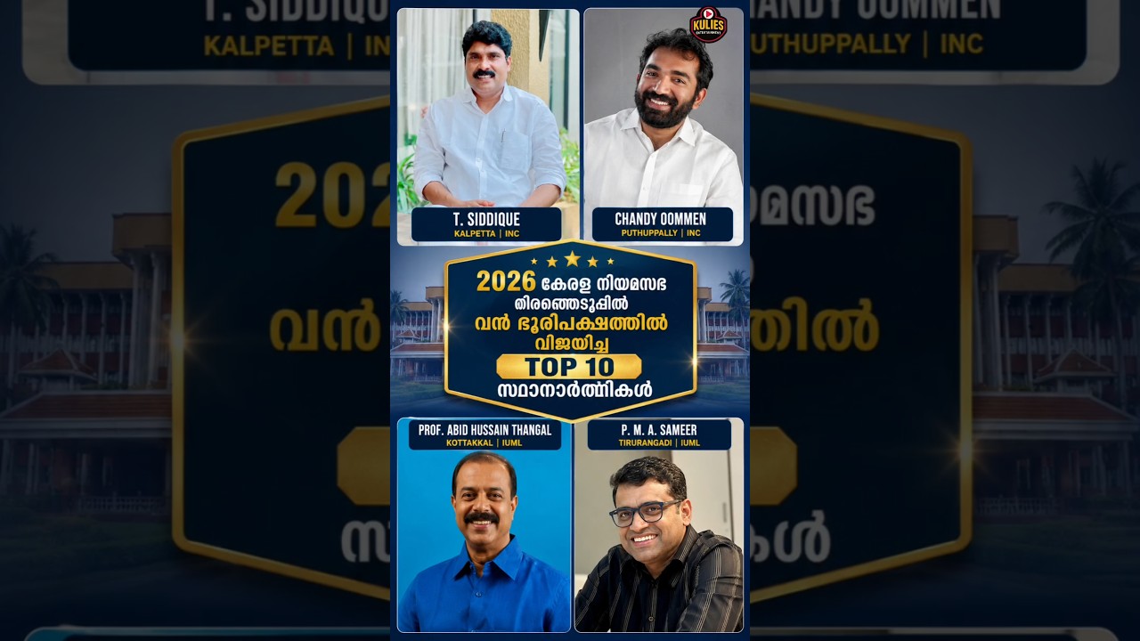 Top 10 Candidates Who Won With A Large Majority In The 2026 Kerala Legislative Assembly #shorts