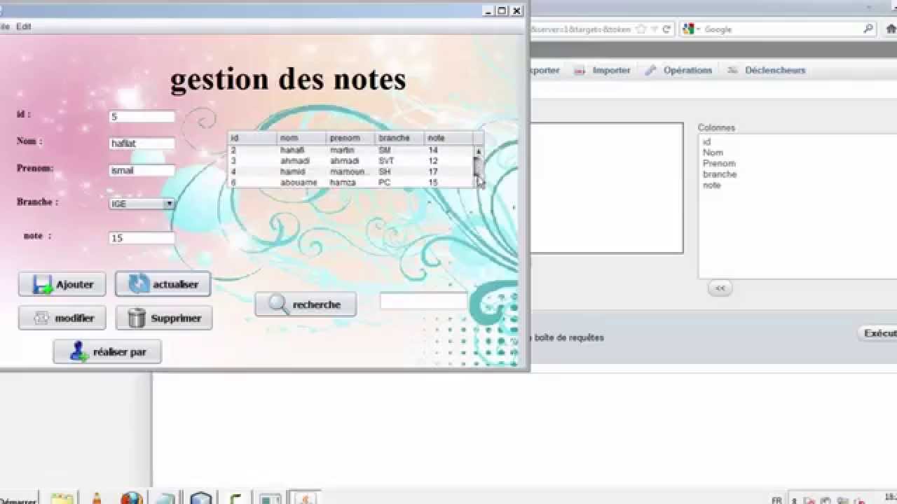 Mini projet application gestion des étudiants en JAVA+MYSQL