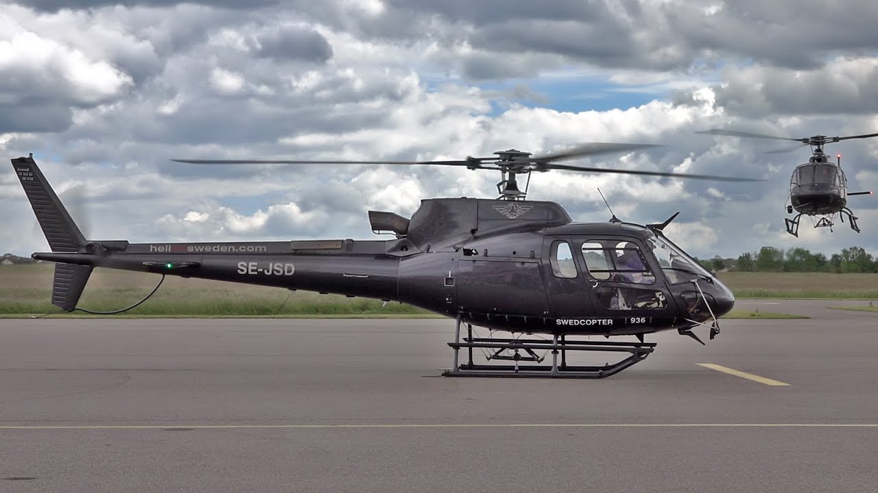 HeliAir Sweden Eurocopter AS350 B3 (H125) Ecureuil SE-JPI, SE-JSF, SE-JSD / Start Up and Take Off