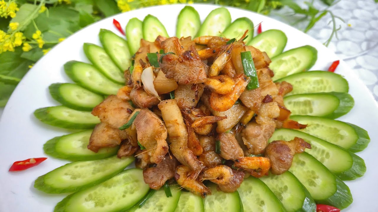 Bí Quyết Làm Tôm Rang Thịt . Vàng Giòn Đậm Đà Hao cơm