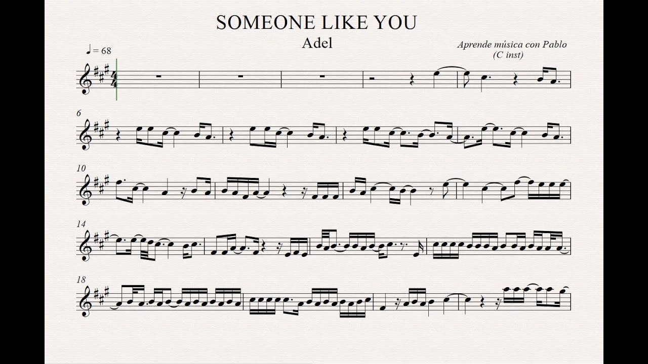 SOMEONE LIKE YOU:  (flauta, viol&iacute;n, oboe...) (partitura con playback)