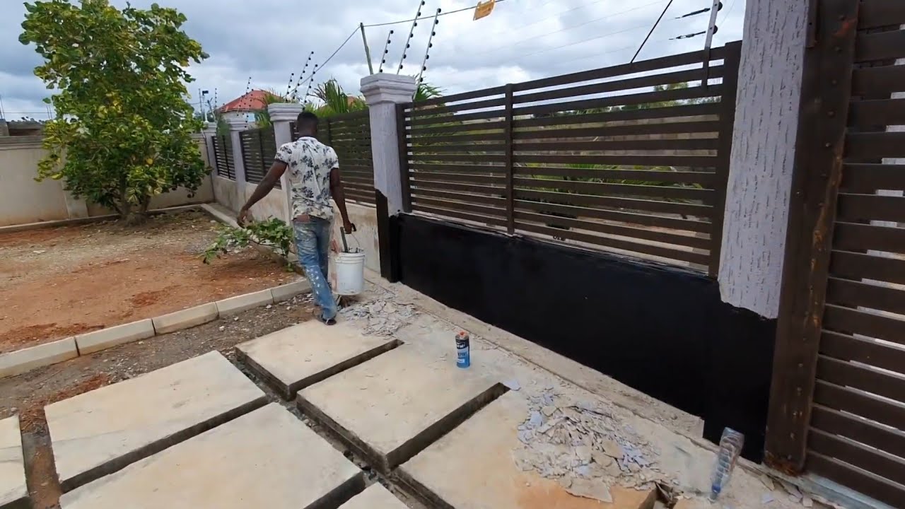 Fence Chemical Treatment After The Peeling Graffiato ~ Landscaping update ~ Building in Ghana