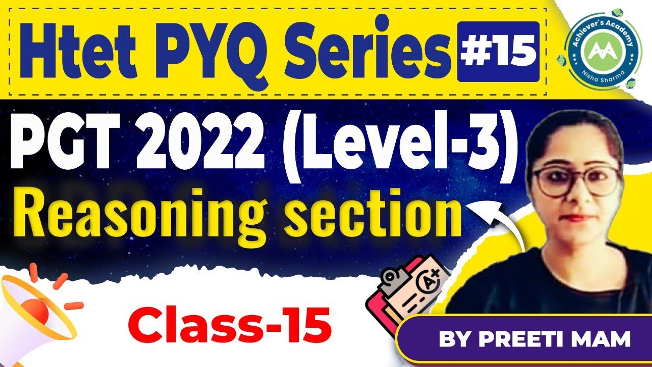 HTET PYQ PGT 2022 Exam  #15  IMPORTANT FOR HTET 2024 REASONING SECTION BY PREETI MAM