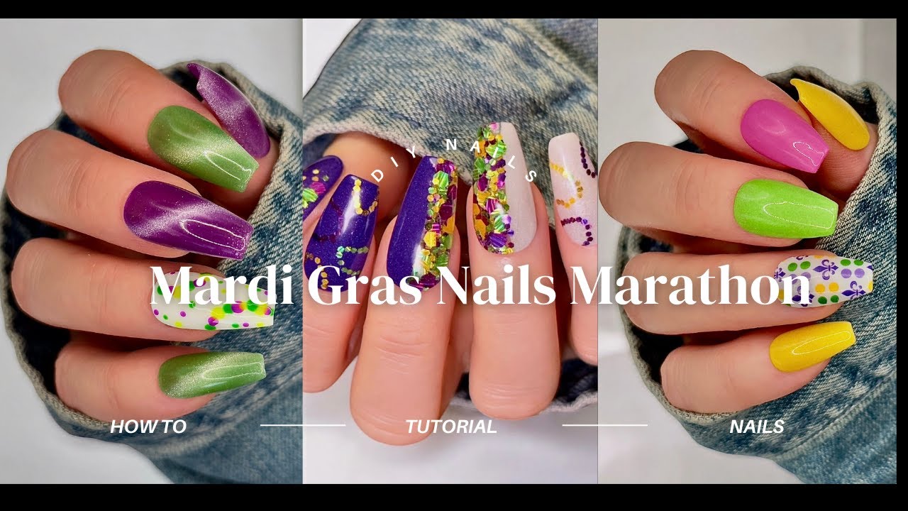 SIMPLE & Easy Mardi Gras Nails | Nails Marathon | Nail Tutorial | How To: DIY Press On Nails