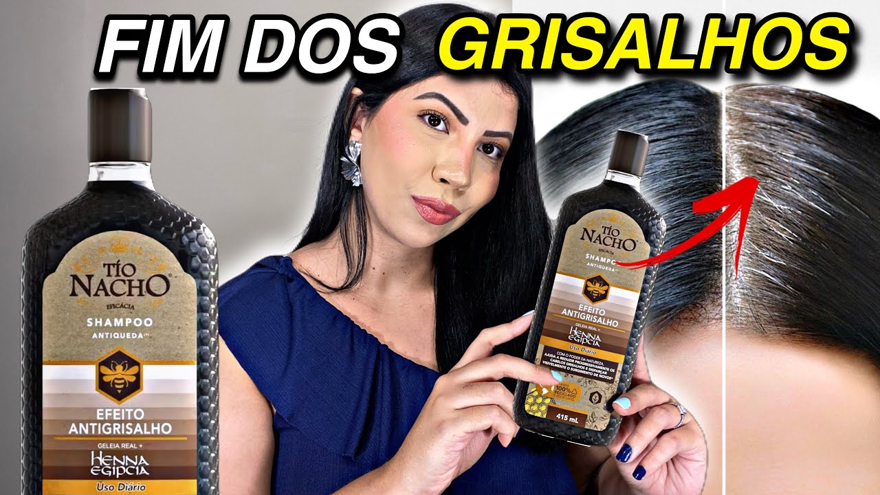 TIO NACHO efeito Anti Grisalho com Henna Egípcio e geléia real | CABELO PRETO sem química 