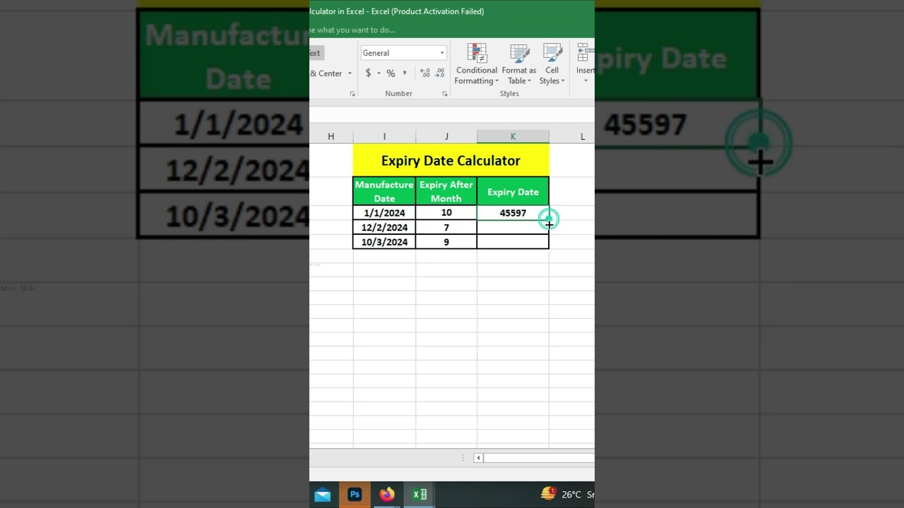 Expiry Date Calculator in Excel