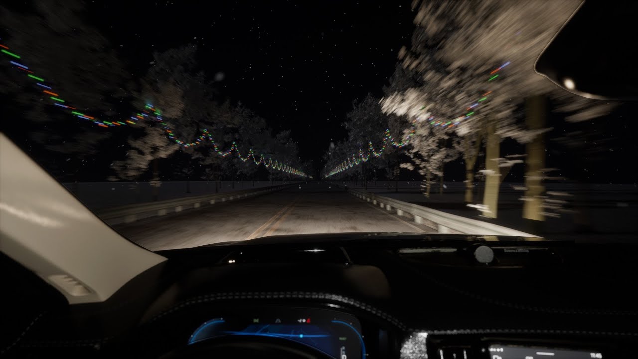 Christmas Night Car Ride in the Snowfall 8 HOURS / Relaxing Ambience ASMR