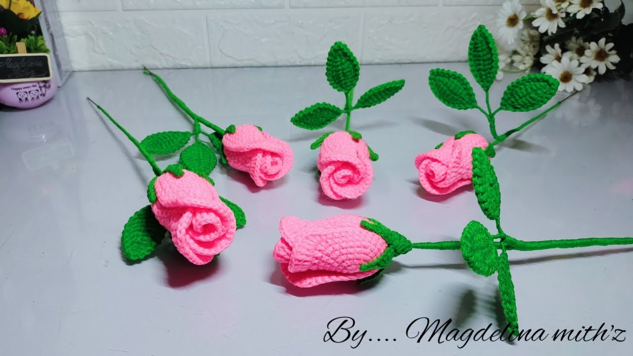 Crochet Flower Rose~ Toturial Mengait bunga rose kuncup