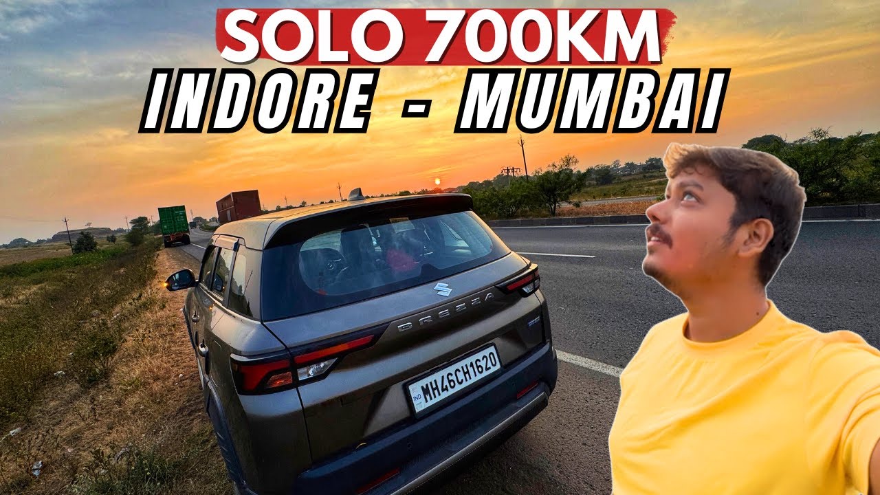 700 KM Indore to Mumbai Solo Road Trip | Sunset + Winter Night Drive in Brezza AT