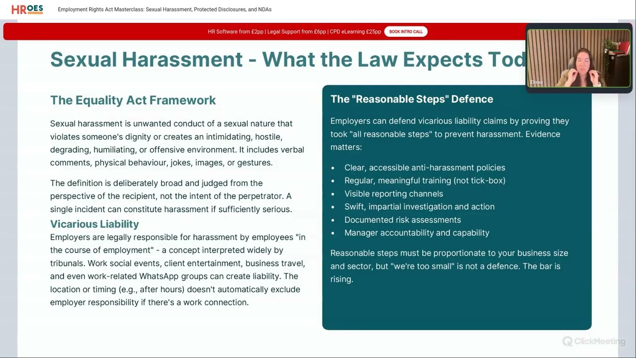 Employment Rights Act Masterclass: Sexual Harassment, Protected Disclosures, and NDAs