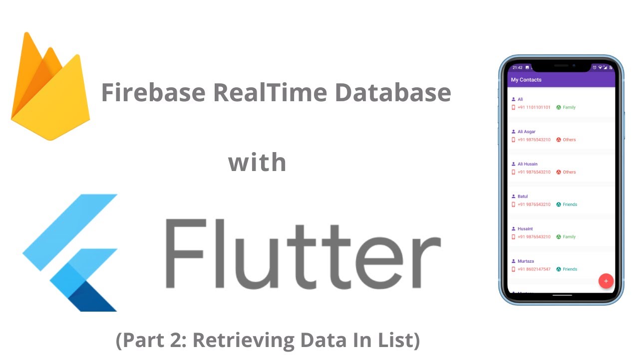 Firebase Database with Flutter Retrieve Data in List | Making a Contacts List App in Flutter Part 2