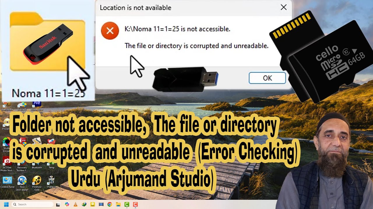 Folder not accessible, The file or directory is corrupted and unreadable Error Checking Urdu