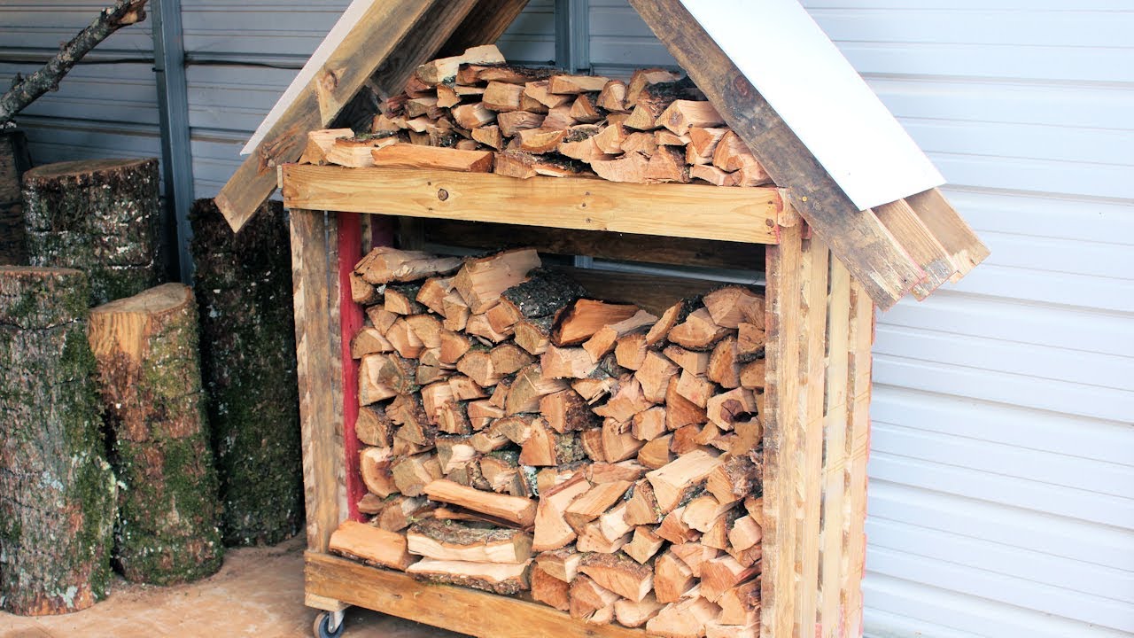 Building a Mobile Firewood Storage Rack from 2 Pallets DIY