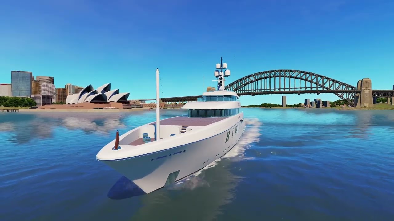 Ship Simulato : Superyacht departs Sydney Harbour, Australia