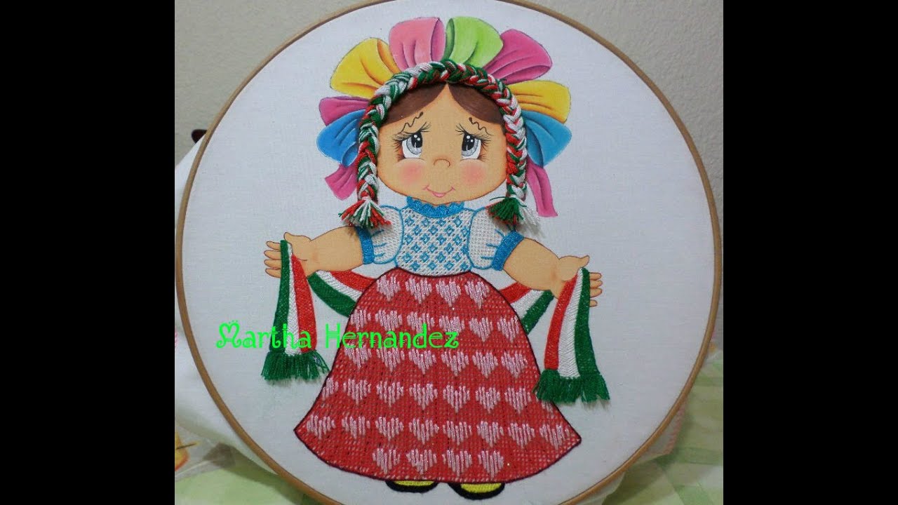 Muñeca de Trapo Terminada Bordado Fantasía