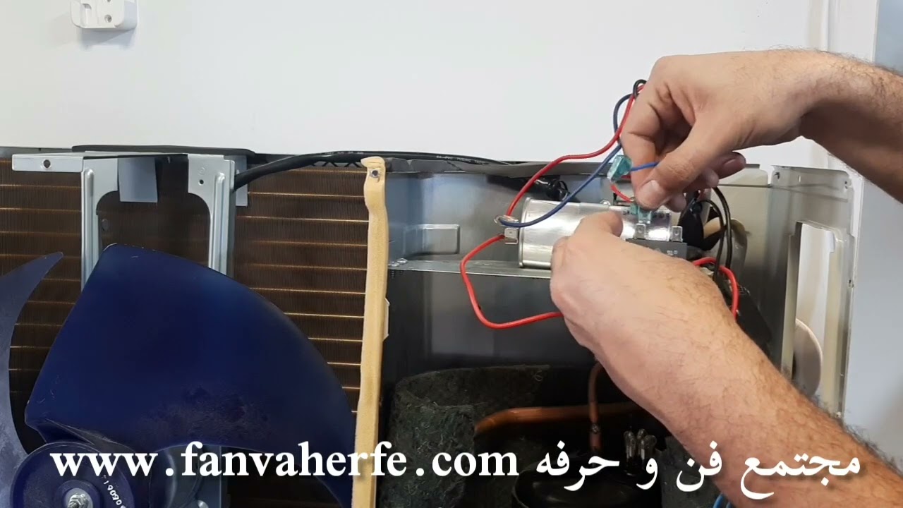 سیم کشی داخلی یونیت کولر گازی با دو خازن مجزا Air conditioner condensing unit wiring