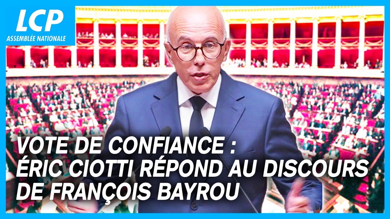 Éric Ciotti répond au discours de François Bayrou  - Vote de confiance à l’Assemblée - 8/09/2025