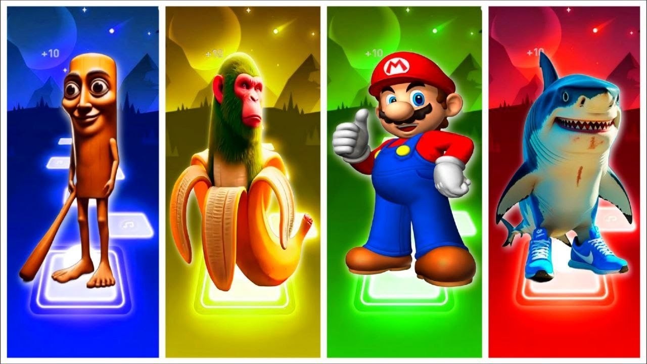 Tung Tung Tung Sahur 🆚 Chimpanzee bananini 🆚 The Super Mario Bros 🆚 Tralalelo tralala 🎶 TilesHop