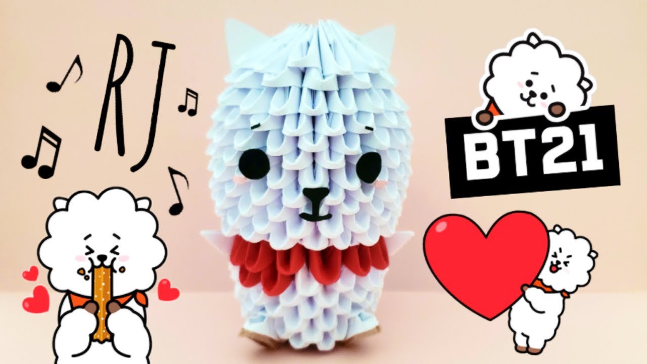 BT21 RJ 3D Origami Tutorial - BTS ✧ LuckyPaper